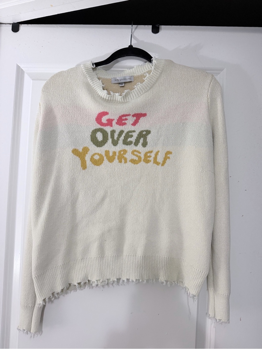 Wildfox Cream 'Get Over Yourself' Graphic Crewneck Sweater